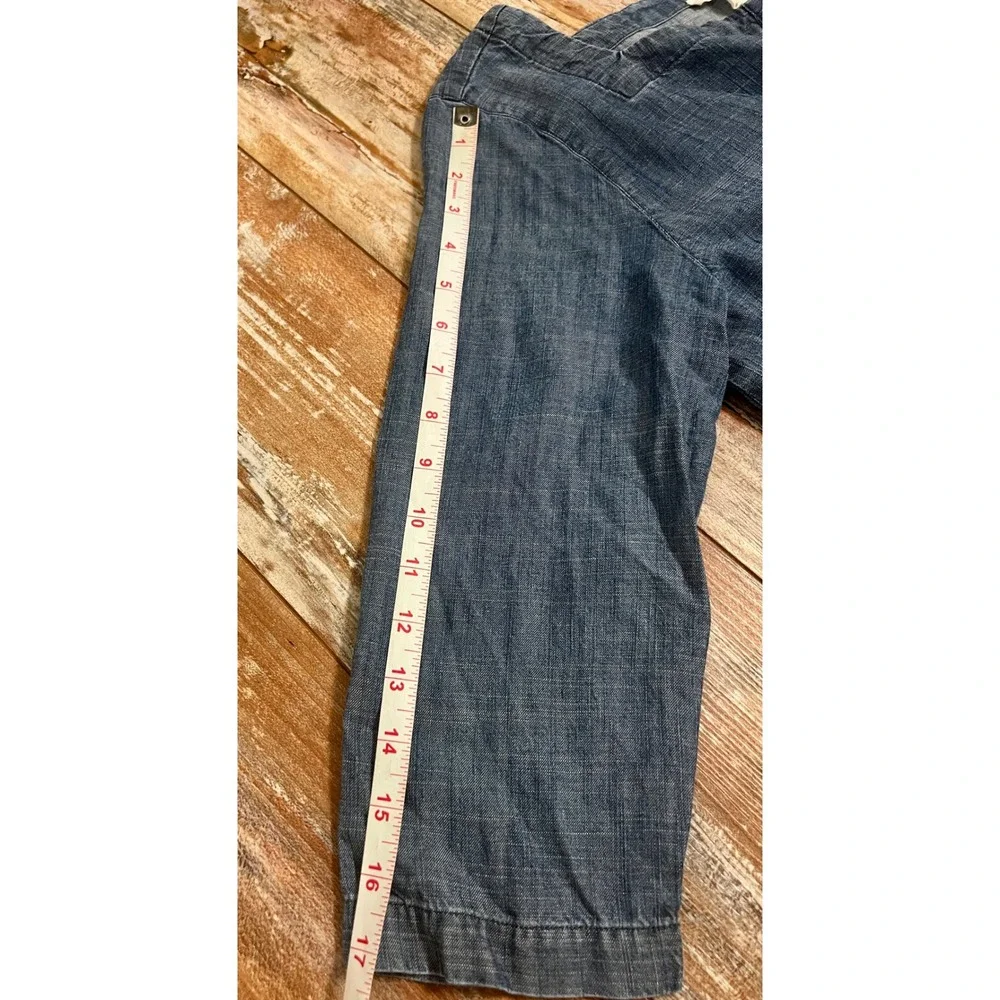 Eileen Fisher Blue Tencel Linen Chambray Square Neck Henley Shift Dress S - Picture 8 of 10